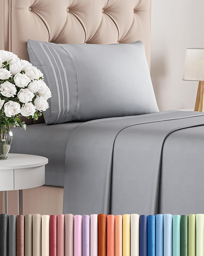 Twin Size 3 Piece Sheet Set - Breathable & Cooling Sheets - Steel Blue | Hotel Luxury Bed Sheets for Women & Men, Deep Pockets, Easy-Fit, Extra Soft and Wrinkle Free Sheets, Oeko-Tex Bed Sheet Set