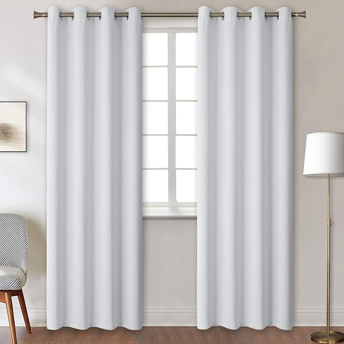BGment Room Darkening Curtains for Bedroom - Grommet Thermal Insulated Window Treatments Light Blocking Curtains for Living Room, Set of 2 Panels, Each 55 x 96 Inch, Greyish White | Grommet Top, Extra Long, Light-Blocking, Sunblock, Thermal Insulated, ...