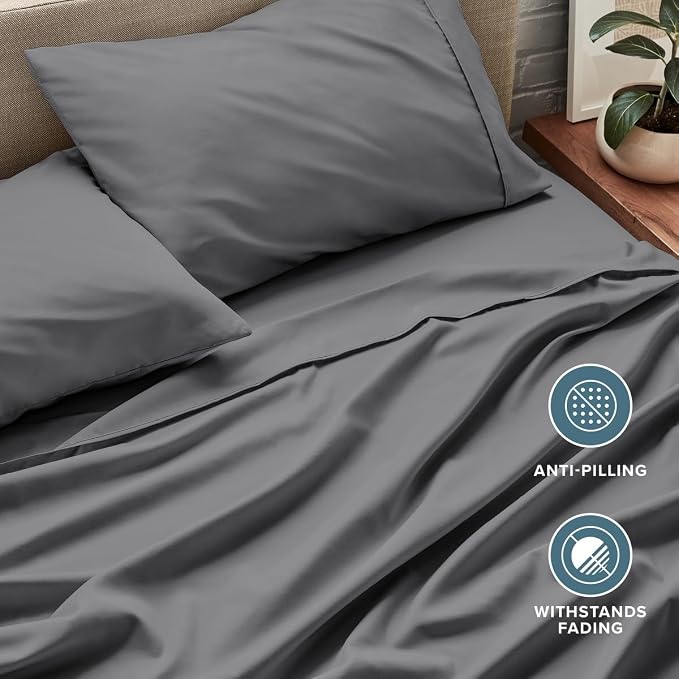 Bare Home RV Bunk Sheet Set - 1800 Ultra-Soft (30x75), Grey | Deep Pockets 6 to 15 Inches, Breathable, Hypoallergenic, Hotel Luxury, Easy Fit, Soft, All-Season