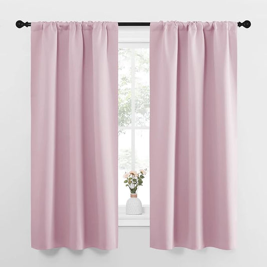 NICETOWN Bedroom Curtains, Room Darkening Draperies Window Curtain Panels, Thermal Insulated Room Darkening Curtains (Lavender Pink, 2 Panels, W34 x L63)