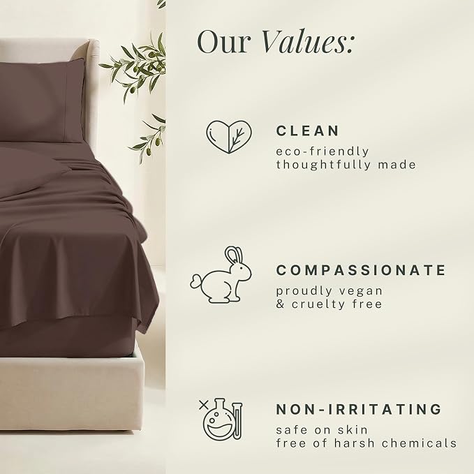 Hearth & Harbor Extra Deep Pocket Queen Sheets Sets - Fits Mattress 18-24 Inches Deep - Extra Deep Pocket Sheets - 6 Piece Queen Size - Brown
