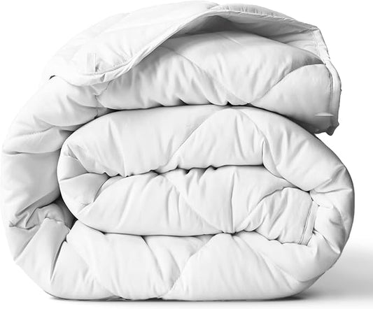 ViscoSoft Queen Reversible Comforter - Down Alternative Duvet Insert -White | All Season Cooling Lightweight Reversible Quilted Blanket - OEKO-TEX Certified - Ideal for Bedroom & Guest Room