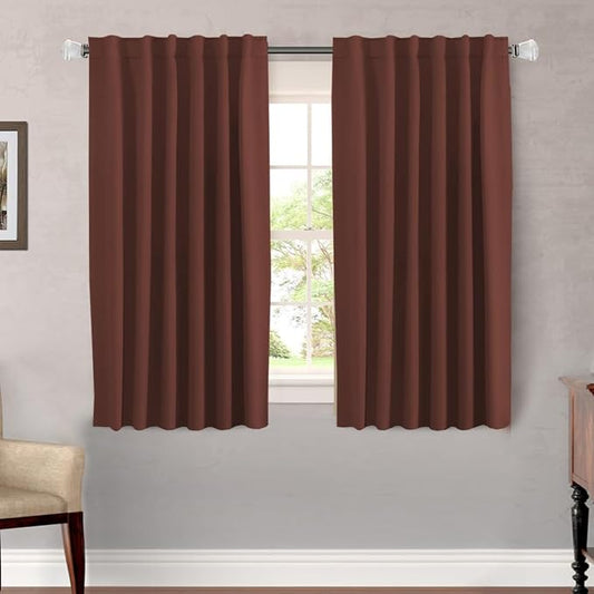 H.VERSAILTEX Blackout Curtains Thermal Insulated Window Treatment Panels Room Darkening Blackout Drapes for Living Room Back Tab/Rod Pocket Bedroom Draperies (2 Panels, Rust, 52 x 54 Inch)