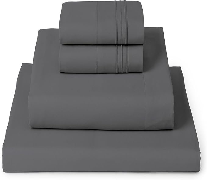 Mellanni Iconic 4-Piece, Ultra Soft Sheet Set (Full, Gray) | 10M+ Sleepers. Lab-tested: Sleeps Cool, Stays Bright, Strong, Smooth. Good Housekeeping Best Bedding, 7 yrs running.