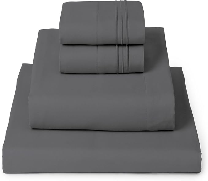 Mellanni Iconic 4-Piece, Ultra Soft Sheet Set (King, Gray) | 10M+ Sleepers. Lab-tested: Sleeps Cool, Stays Bright, Strong, Smooth. Good Housekeeping Best Bedding, 7 yrs running.