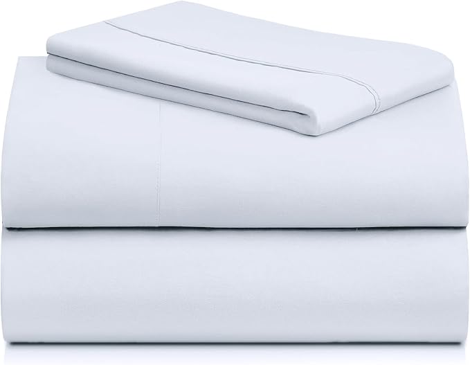 LuxClub Twin Size Sheets Set, Cooling & Soft Deep Pocket Bed Sheets, 3PC | LuxClub Silky Fitted Sheet & Pillowcase Sets, Breathable Hotel Luxury Bedding for Mattress Wrinkle Free, Baby Blue