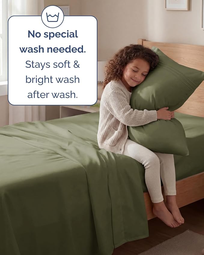 Twin Size 3 Piece Sheet Set - Breathable & Cooling Sheets - Sage Green | Hotel Luxury Bed Sheets for Women & Men, Deep Pockets, Easy-Fit, Extra Soft and Wrinkle Free Sheets, Oeko-Tex Bed Sheet Set