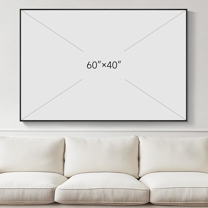 Extra Large Framed Geometric Abstract Wall Art for Living Room, 60x40 In | Orange blue colorful picture, Horizontal canvas prints, Wood frame, Modern artwork, Wall decor for bedroom dining room office
