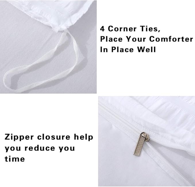 AveLom White Duvet Cover King Size, Textured Seersucker Duvet Cover Set, Soft Washed Microfiber with Zipper Closure and Corner Ties, 3 Pieces, 104" x 90" Duvet Cover & 2 Pillowcases