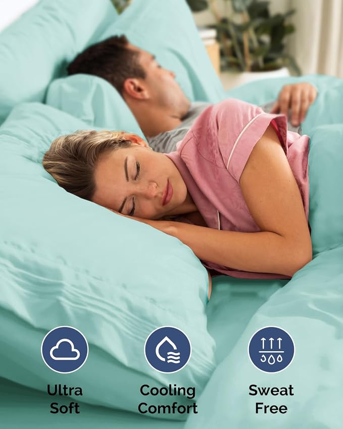 Extra Deep Flex Top Split Head King Fitted Sheet - Hotel Luxury Single Fitted Sheet Only - Easily Fits 18 inch to 24 inch Mattress - Ultra Soft, Wrinkle Free w/Extra Deep Pockets - Spa Blue