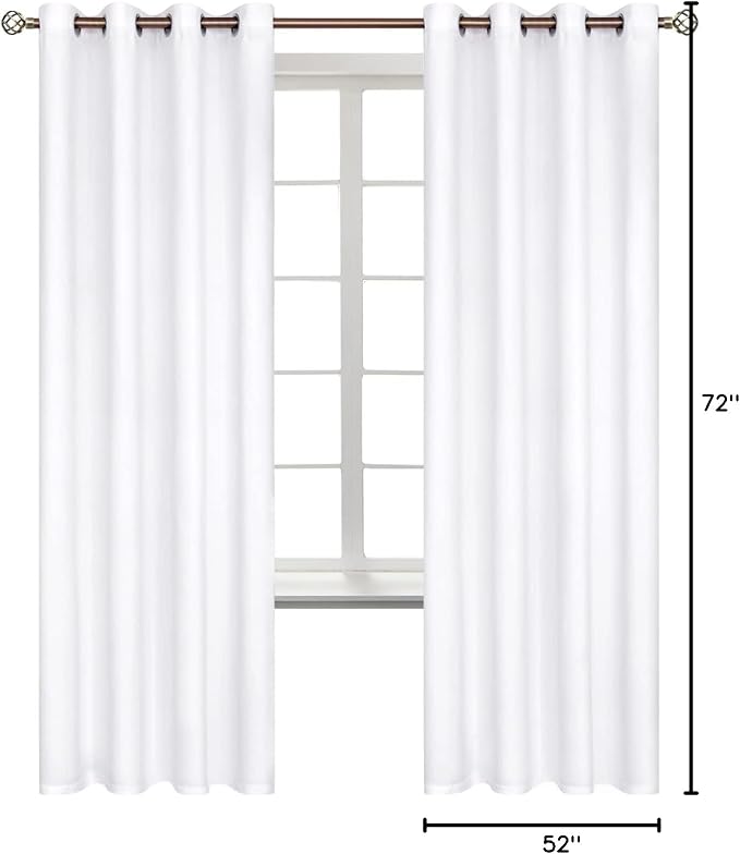 BGment Room Darkening Curtains 72 Inches Long - Grommet Thermal Insulated Drapes Window Treatment Curtains for Bedroom, 2 Panels, 52 x 72 Inch, Pure White
