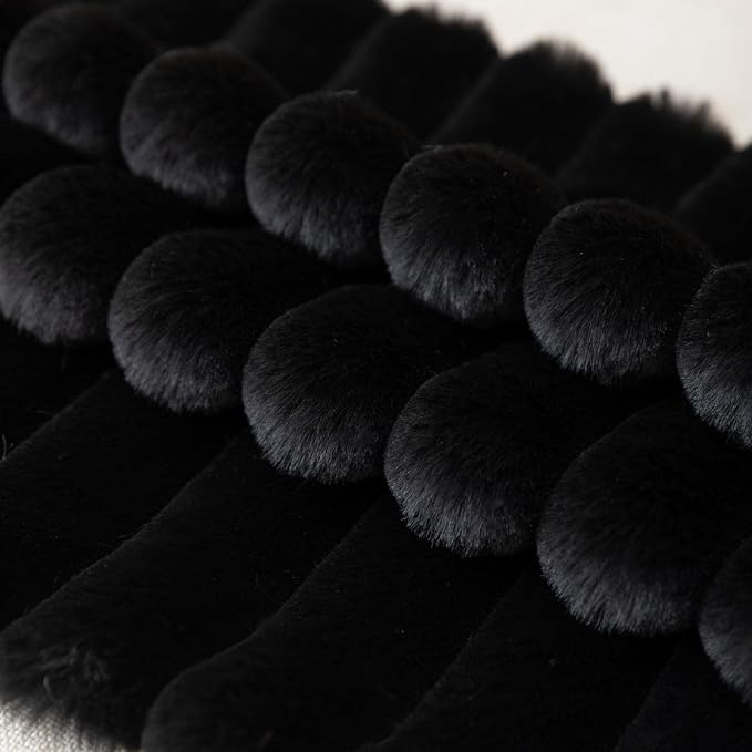 ZLINA Black Striped Faux Fur Throw Pillow Covers 26 x 26 Inch | 2‑Pack, boho striped pillow covers,velvet back,fuzzy plush cushion covers , for sofa bed livingroom home decor