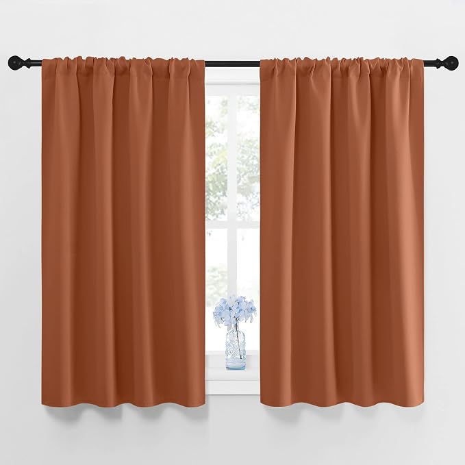 NICETOWN Blackout Curtains and Drapes - Thermal Insulated Solid Rod Pocket Blackout Draperies/Panels (Burnt Orange, 1 Pair, 42 by 48 inches)
