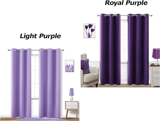 KOUFALL Lavender Curtains for Bedroom Girls 2 Panels Set Blackout Light Blocking Thermal Insulated Curtains for Teen Room Dorm Violet Lilac Purple 42 x 63 Inch Length