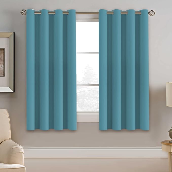H.VERSAILTEX Blackout Curtain for Living Room Thermal Insulated Window Treatment Curtain 54 inch Length Energy Saving Solid Grommet Top Blackout Drape, One Panel, Storm Blue, 52" W x 54" L