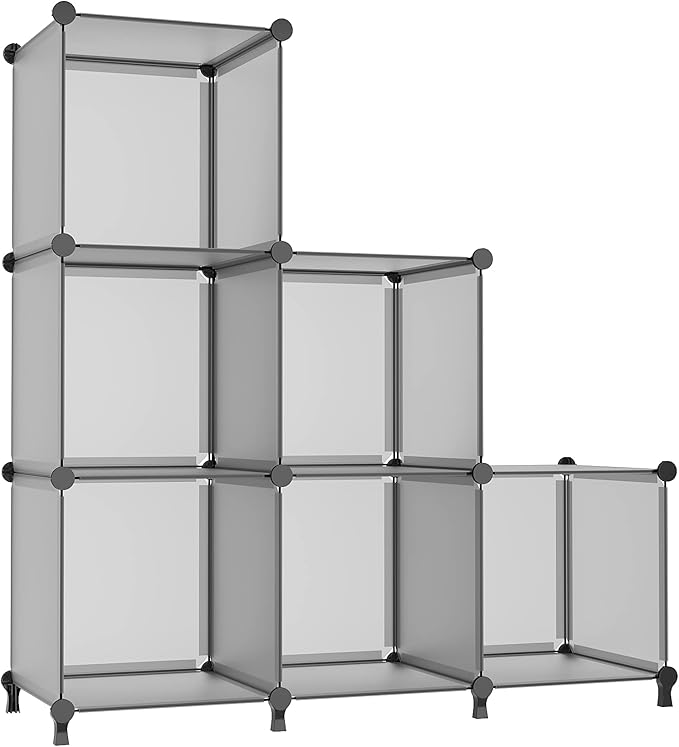 AWTATOS Cube Storage Organizer, Closet Organizers, 6 Cube Shelf, Grey | Portable Closet Storage Shelves, DIY Stackable Storage Cubes Bookshelf, Plastic Clothes Organizer Shelving for Bedroom, Home
