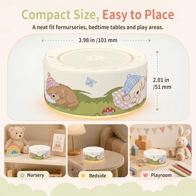 Kipcush White Noise Machine for Baby & Adults, Sleep Sound Machine with 30 Soothing Sounds, 8-Color Night Light, Memory Function, White Noise for Sleeping, Nursery, Office, Travel, Relaxation