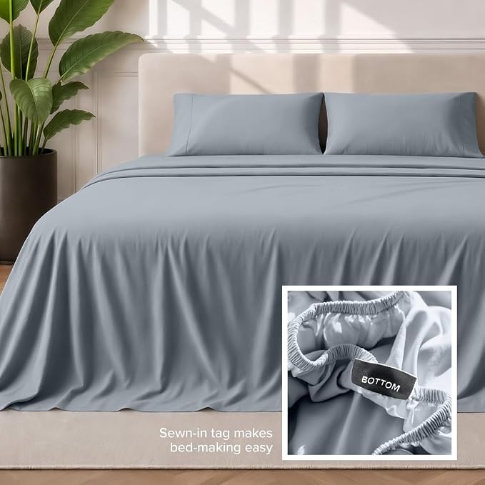 Bare Home Full Sheet Set - 1800 Ultra-Soft (Full, Steel Blue) | Deep Pockets 6 to 15 Inches, Breathable, Hypoallergenic, Hotel Luxury, Easy Fit, Soft, All-Season