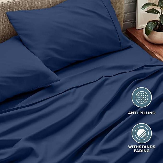 Bare Home Cal King Sheet Set - 1800 Ultra-Soft (California King, Dark Blue) | Deep Pockets 6 to 15 Inches, Breathable, Hypoallergenic, Hotel Luxury, Easy Fit, Soft, All-Season