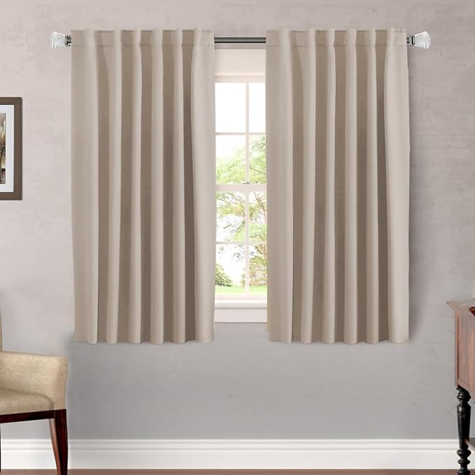 H.VERSAILTEX Blackout Curtains Thermal Insulated Window Treatment Panels Room Darkening Blackout Drapes for Living Room Back Tab/Rod Pocket Bedroom Draperies (2 Panels, Fog, 52 x 54 Inch)