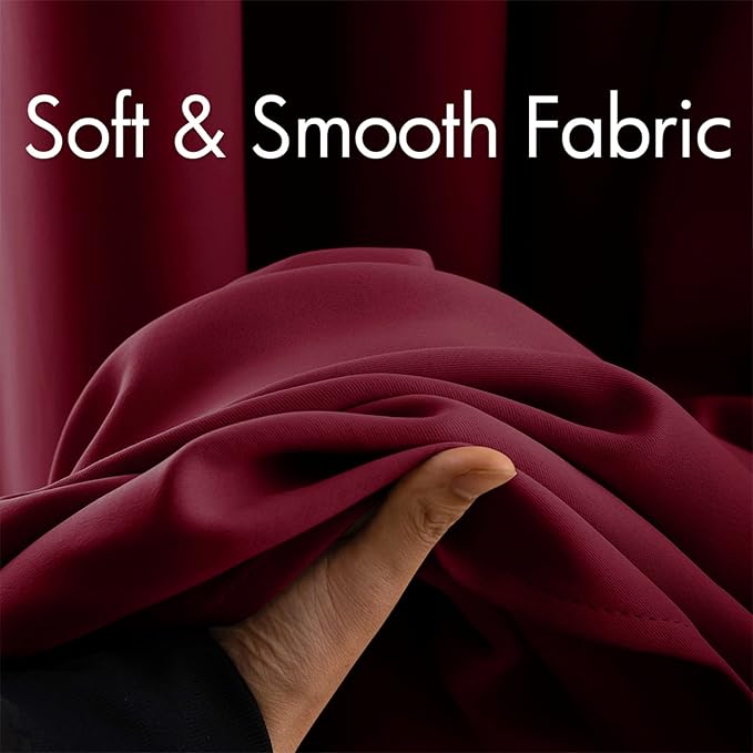 MIULEE Wine Red Blackout Bedroom Curtains Drapes 84 Inch Long 52"x84" | Grommet Top, Room Darkening Window Drapes, Privacy Protection, Thermal Insulated, Heat Blocking, Light Blocking