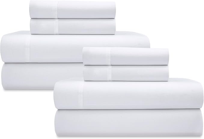 California Design Den 2 Pack Organic Cotton Queen Size Sheets Deep Pocket | GOTS Certified, Lightweight Crisp & Airy Percale For Hot Sleepers, 15" Deep Pocket, All-around Elastic - Bright White