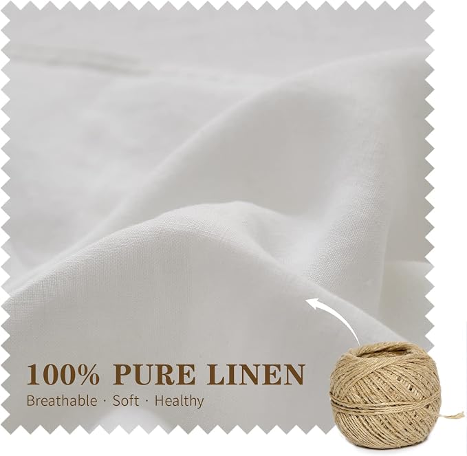 Simple&Opulence 100% Linen Lumbar Pillow Cover 12 x 20 Inches Set of 2 Rectangular Decorative Throw Cushion Cover for Couch Sofa Bed Living Room Office Soft Breathable Farmhouse - White