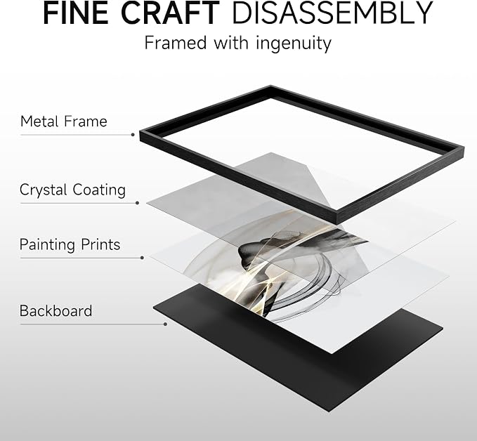 Extra Large Framed Modern Luxury Abstract Wall Art for Living Room, Set of 3 Minimalist Black White Gold Abstract Paintings Artwork for Walls, Big Art Prints Pictures for Hallway Dining Room Office Wall Decor