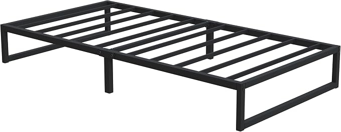Lutown-Teen 12 Inch Twin Size Bed Frames with Heavy Duty Steel Slat Support | Twin Platform Bed Frame No Box Spring Needed, Noise Free, Easy Assembly, Black