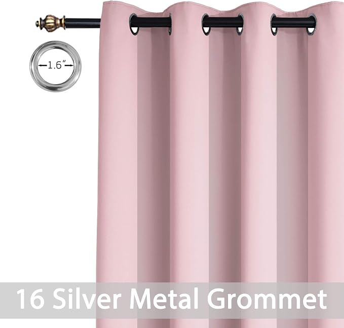 Yakamok Pink Room Darkening Curtains 84 inch Sliding Door Drapes | 1 Extra-wide Panel,W100xL84,Soft Triple-weave,Grommet,Blackout Thermal Insulated Drapes,Privacy,Light Reduction,Patio doors