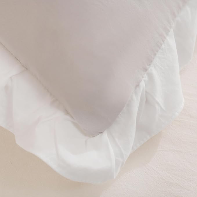Merryword Beige Body Pillow Cover 20x54inches Beige and White Reversible Long Pillowcase Ruffled Body Pillowcases Cute Pillowcase Pillow Sham (1 Body, Beige White)