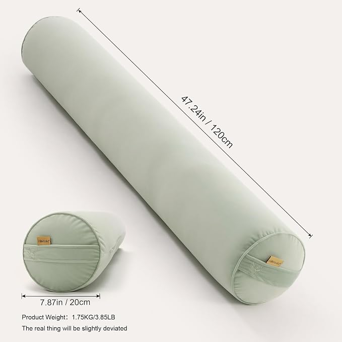Body Pillow for Adults,Long Round Pillow,Big Cylindrical Pillow,Large Full Bolster Pillows for Side Sleepers (Celadon Green, 47.24"*7.87")