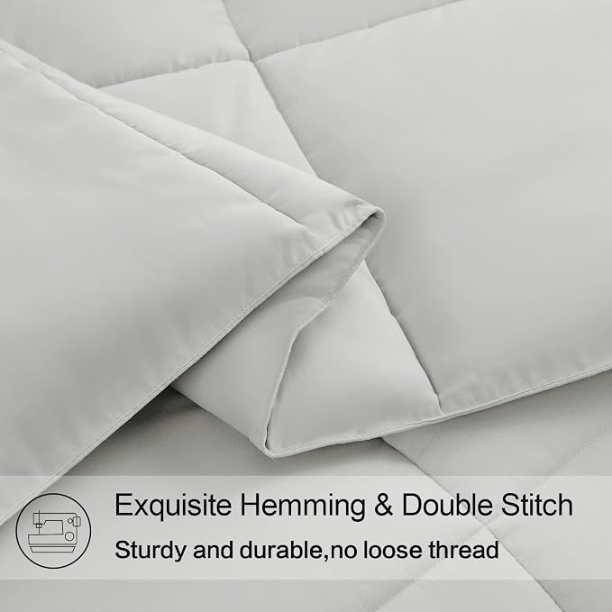 EASELAND Oversized King Down Alternative Comforter, Light Grey, 98x116 | Quilted Duvet Insert for All Seasons, Soft Lightweight Bedding with Corner Tabs, Breathable Machine Washable Hotel Quality