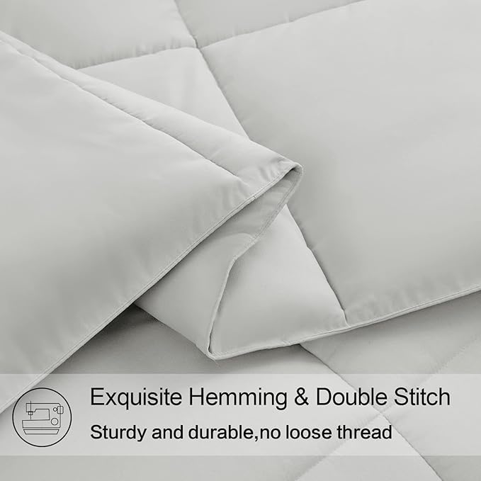 EASELAND California King Down Alternative Comforter, Light Grey, 96x104 | Quilted Duvet Insert for All Seasons, Soft Lightweight Bedding with Corner Tabs, Breathable Machine Washable Hotel Quality