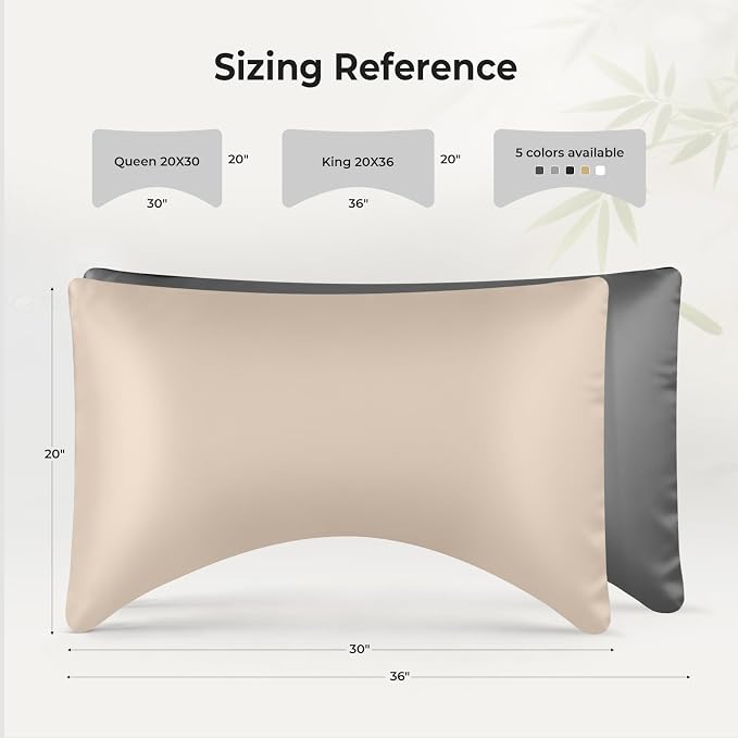 Cooling Curved King Pillow Case for Sider Sleeper Breathable Cool Silky Soft Pillow Cover with Zipper for Hot Sleepers,Hair and Skin Friendly,Taupe,1 Pack,20x36IN