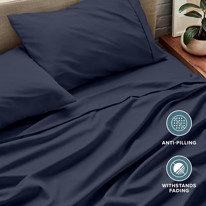 Bare Home Queen Sheet Set - 1800 Ultra-Soft (Queen, Midnight Blue) | Deep Pockets 6 to 15 Inches, Breathable, Hypoallergenic, Hotel Luxury, Easy Fit, Soft, All-Season