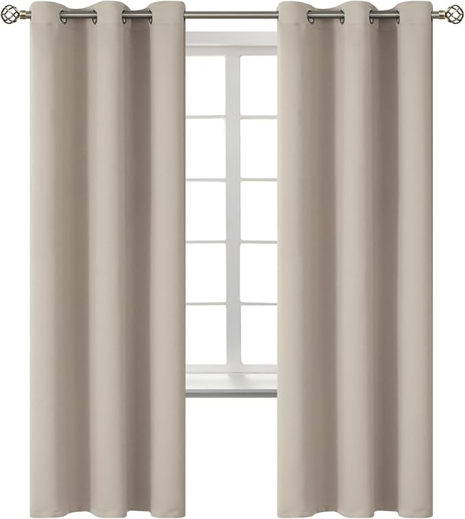 BGment Room Darkening Curtains 72 Inches Long - Grommet Thermal Insulated Drapes Window Treatment Curtains for Bedroom, 2 Panels, 42 x 72 Inch, Camel | Grommet Top, Light-Blocking, Sunblock, Thermal Insulated, Window Drapes for Kids Boys Room, 42x72 Inch