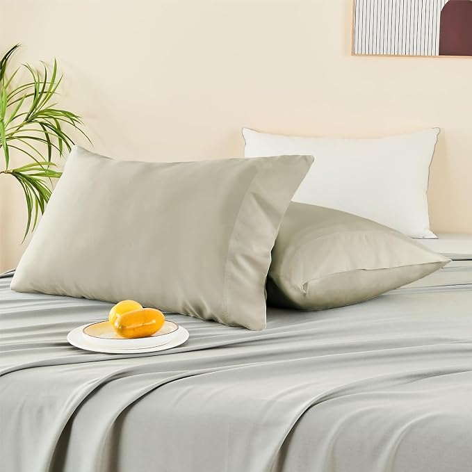 BEDELITE King Pillow Cases Set of 2, Rayon Derived from Bamboo, Linen | Cooling and Breathable Pillow Cover for Hot Sleepers & Night Sweats, Silky Soft Cozy, Envelope Closure, 20x36 Inches