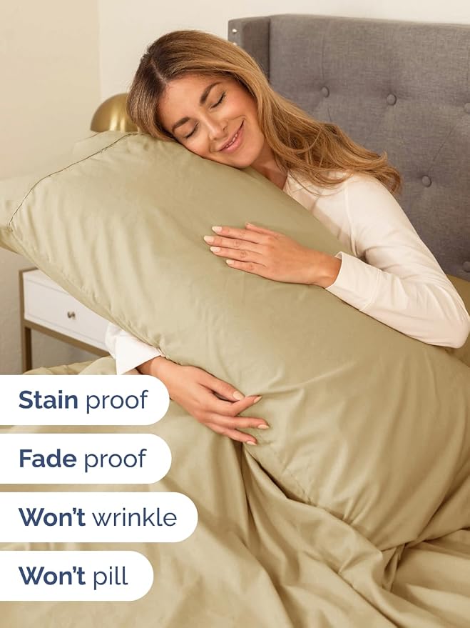 Extra Deep King Sheet Set - 6 Piece Breathable and Cooling Sheets - Beige | Hotel Luxury Bed Sheets Set, Easy & Secure Fit, Ultra-Soft, Wrinkle & Fade Free, Comfy Sheets Set with Extra Deep Pockets