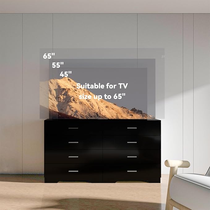 FJTJBSI Dresser with Power Outlets Wooden 4 Drawer Dresser with USB and Type C Port Chest of Drawers for Bedroom Tall Black Organizer Storage for Living Room Hallway Closet