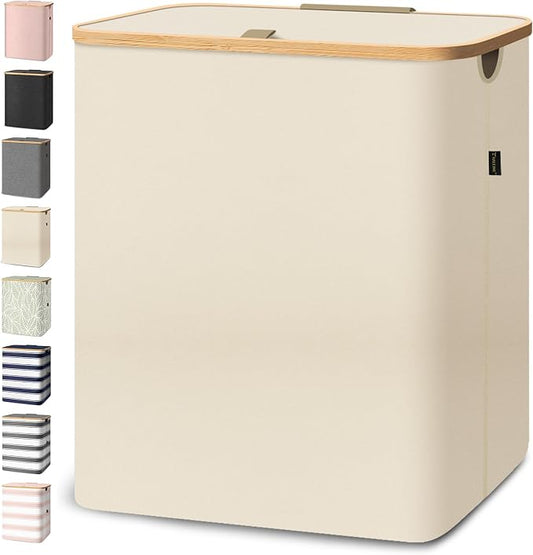 BALEINE 140L Laundry Hamper with Lid, Large Laundry Basket Bin | Large Capacity, Easy-Access Lid, Shape-Retaining Structure, Pull Handles, Ideal for Bedroom, Dorm, Laundry Room