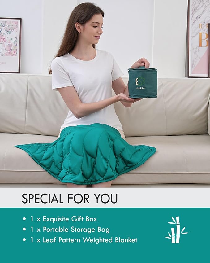 Kaisa Weighted Blanket for Adults(5 lbs, 23"x29"), Weighted Lap Blanket Machine Washable, Small Heavy Blankets with Glass Beads for Home Sleep &Travel,Green