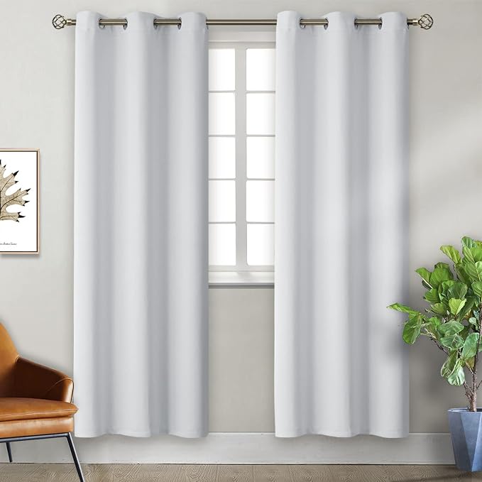 BGment Greyish White Room Darkening Curtains 84 Inch Long - 2 Panels | Grommet Top, Light-Blocking, Sunblock, Thermal Insulated, Window Drapes for Living Room Bedroom, 38x84 Inch