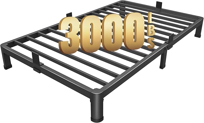 MAF 4 Inch Twin Metal Platform Bed Frame with Round Corner Legs | Mattress Slide Stopper, 3000 LBS Heavy Duty Steel Slats Support, Noise Free, No Box Spring Needed, Easy Assembly, Anti-Slip