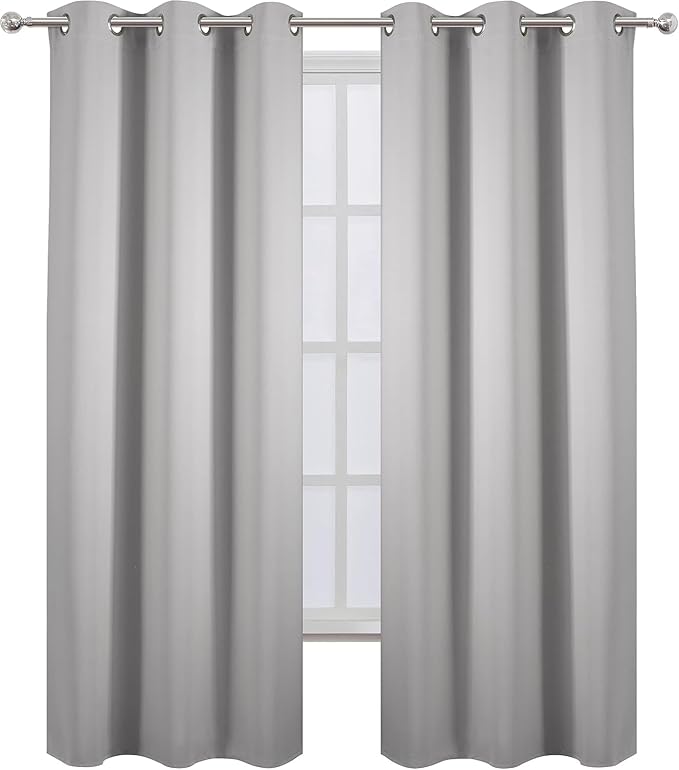 Blackout Curtains 38 x 84 inch/Light Grey Curtains Set of 2 Panels/Thermal Insulated Room Darkening Bedroom Curtains