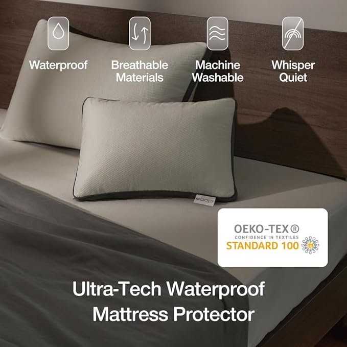 Coop Home Goods Ultra Tech Waterproof Mattress Protector Queen, Smooth Top Mattress Pad, Waterproof Mattress Cover, 18" Deep, Machine Washable Mattress Topper, Noiseless Comfort (60x80)