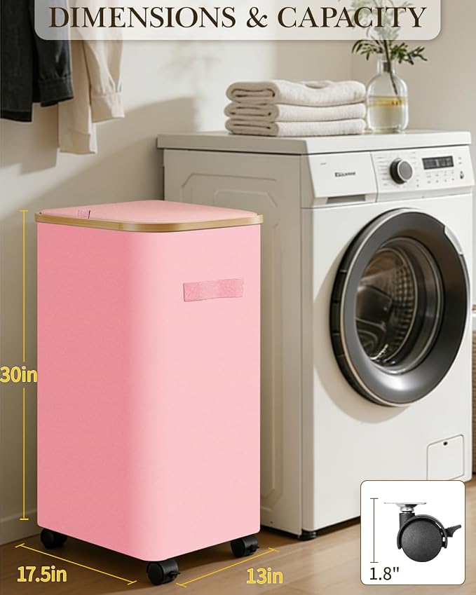Laundry Basket with Wheels, 110L Large Rolling Laundry Hamper for Dorm | Clothes Hampers for Laundry with Inner Bag, Collapsible Dirty Clothes Hamper for Bedroom, Bathroom, Laundry Room
