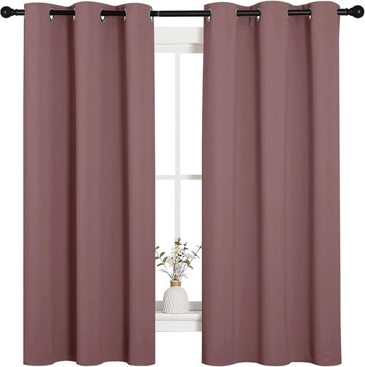 NICETOWN Room Darkening Curtains Drapes for Daughter's Bedroom, Window Treatment Thermal Insulated Grommet for Living Room (Dusty Bean Paste, 2 Panels, 42 by 63)