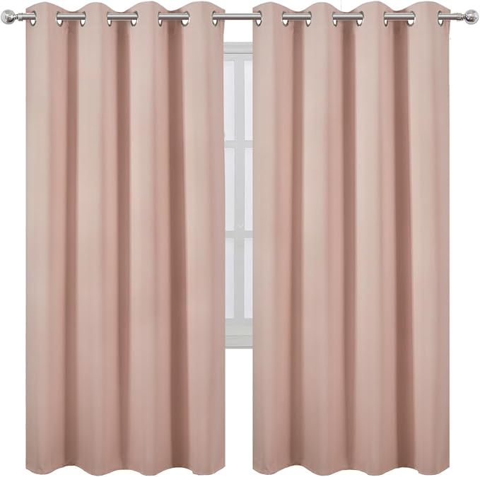 Blush Thermal Blackout Curtains/52 x 72 Inch/Set of 2 Panels Room Darkening Curtains for Bedroom