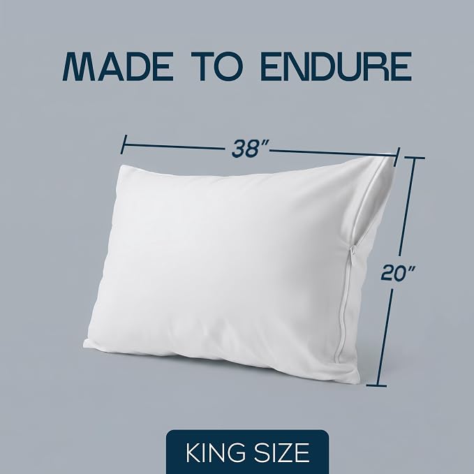 Utopia Bedding Premium 100% Waterproof Pillow Protectors with Zipper King Size (Set of 40), Bed Bug and Dust Mite Proof Zippered Pillow Covers, Pillow Encasement Cases, White